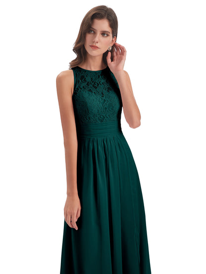 Holland Sheath Floor Length Keyhole Lace Bridesmaid Dresses