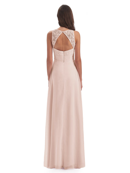 Holland Sheath Floor Length Keyhole Lace Bridesmaid Dresses
