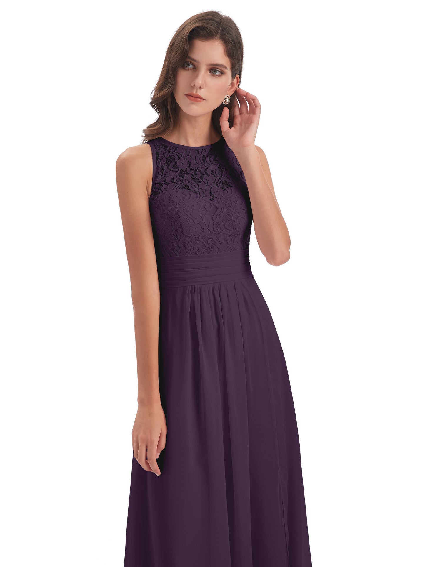Holland Sheath Floor Length Keyhole Lace Bridesmaid Dresses