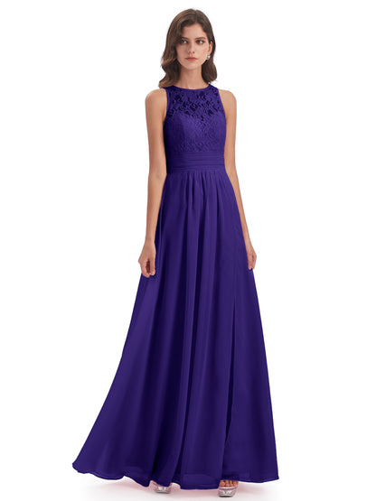 Holland Sheath Floor Length Keyhole Lace Bridesmaid Dresses