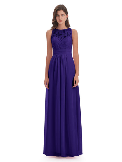 Holland Sheath Floor Length Keyhole Lace Bridesmaid Dresses
