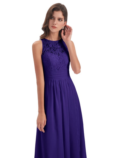 Holland Sheath Floor Length Keyhole Lace Bridesmaid Dresses