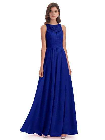 Holland Sheath Floor Length Keyhole Lace Bridesmaid Dresses