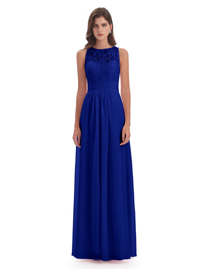 Holland Sheath Floor Length Keyhole Lace Bridesmaid Dresses
