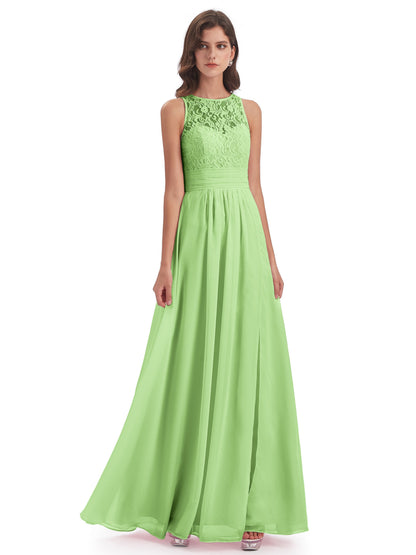 Holland Sheath Floor Length Keyhole Lace Bridesmaid Dresses