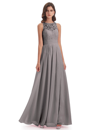 Holland Sheath Floor Length Keyhole Lace Bridesmaid Dresses