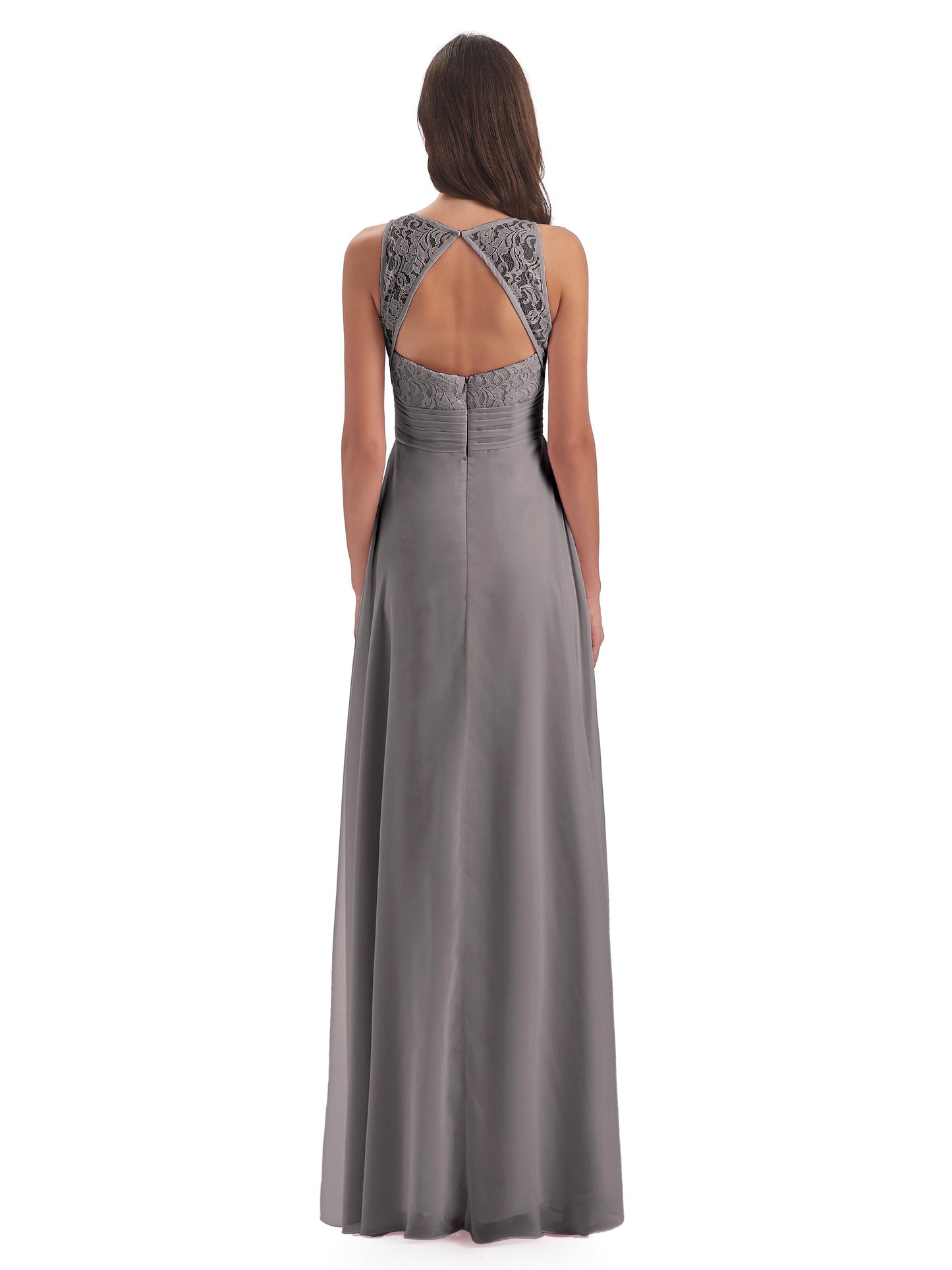 Holland Sheath Floor Length Keyhole Lace Bridesmaid Dresses
