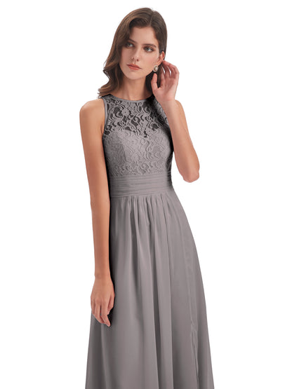 Holland Sheath Floor Length Keyhole Lace Bridesmaid Dresses