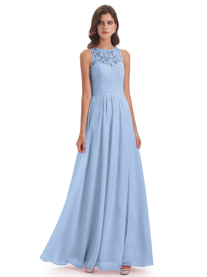 Holland Sheath Floor Length Keyhole Lace Bridesmaid Dresses