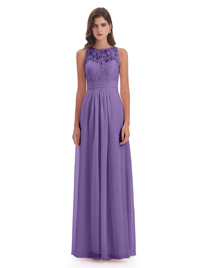 Holland Sheath Floor Length Keyhole Lace Bridesmaid Dresses