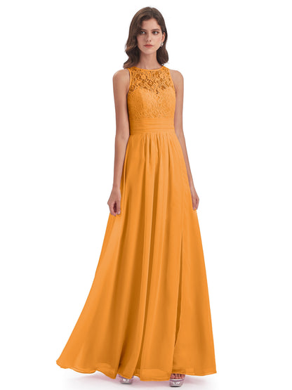 Holland Sheath Floor Length Keyhole Lace Bridesmaid Dresses