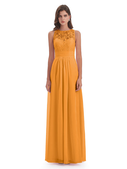 Holland Sheath Floor Length Keyhole Lace Bridesmaid Dresses