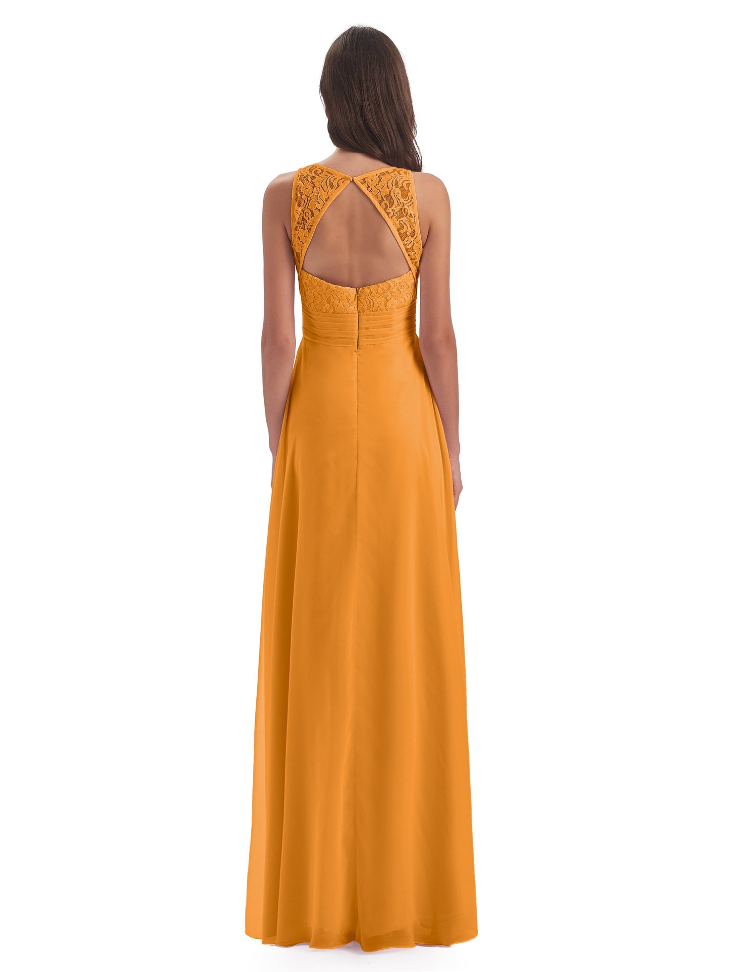 Holland Sheath Floor Length Keyhole Lace Bridesmaid Dresses