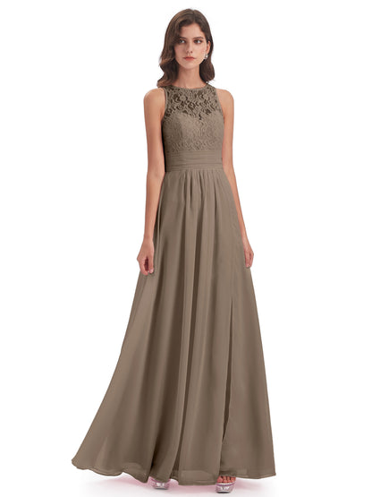 Holland Sheath Floor Length Keyhole Lace Bridesmaid Dresses