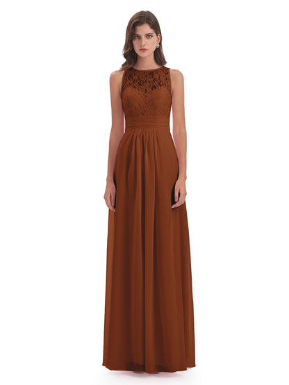 Holland Sheath Floor Length Keyhole Lace Bridesmaid Dresses