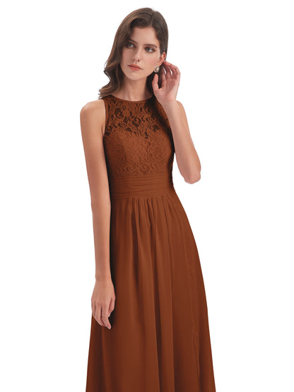 Holland Sheath Floor Length Keyhole Lace Bridesmaid Dresses