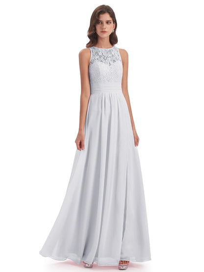 Holland Sheath Floor Length Keyhole Lace Bridesmaid Dresses