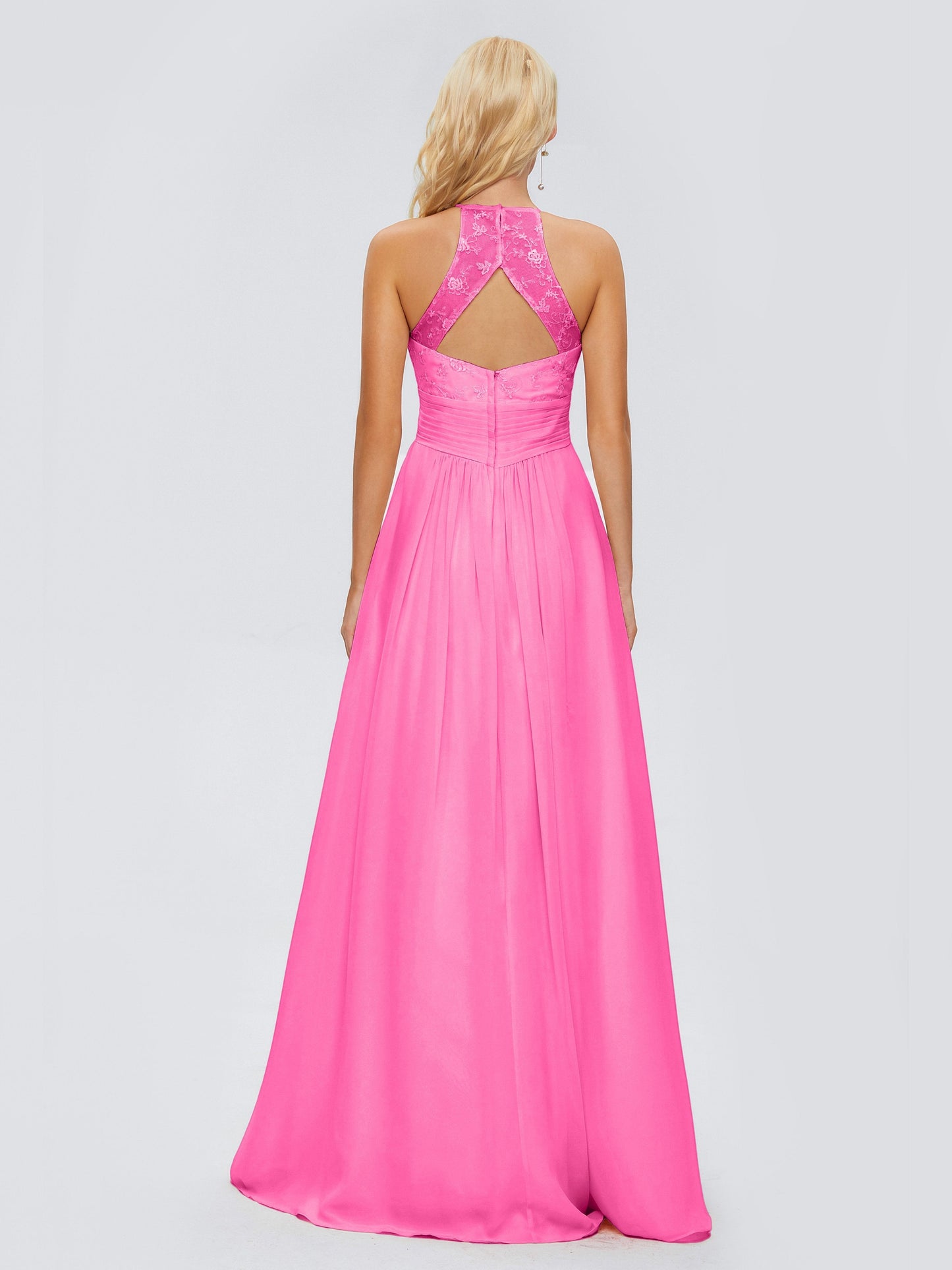 Isabel Halter Keyhole Chiffon Long Bridesmaid Dresses