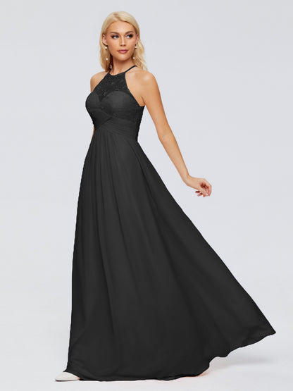 Isabel Halter Keyhole Chiffon Long Bridesmaid Dresses