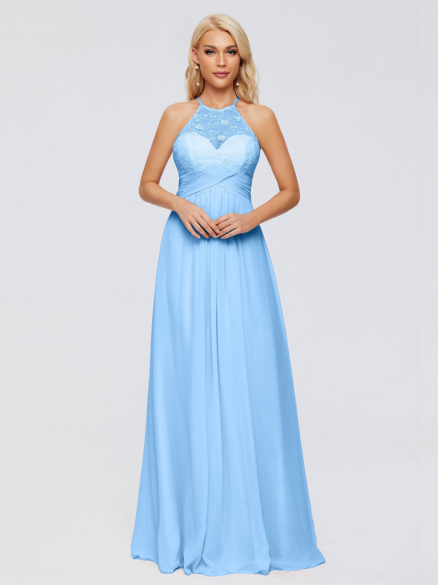 Isabel Halter Keyhole Chiffon Long Bridesmaid Dresses