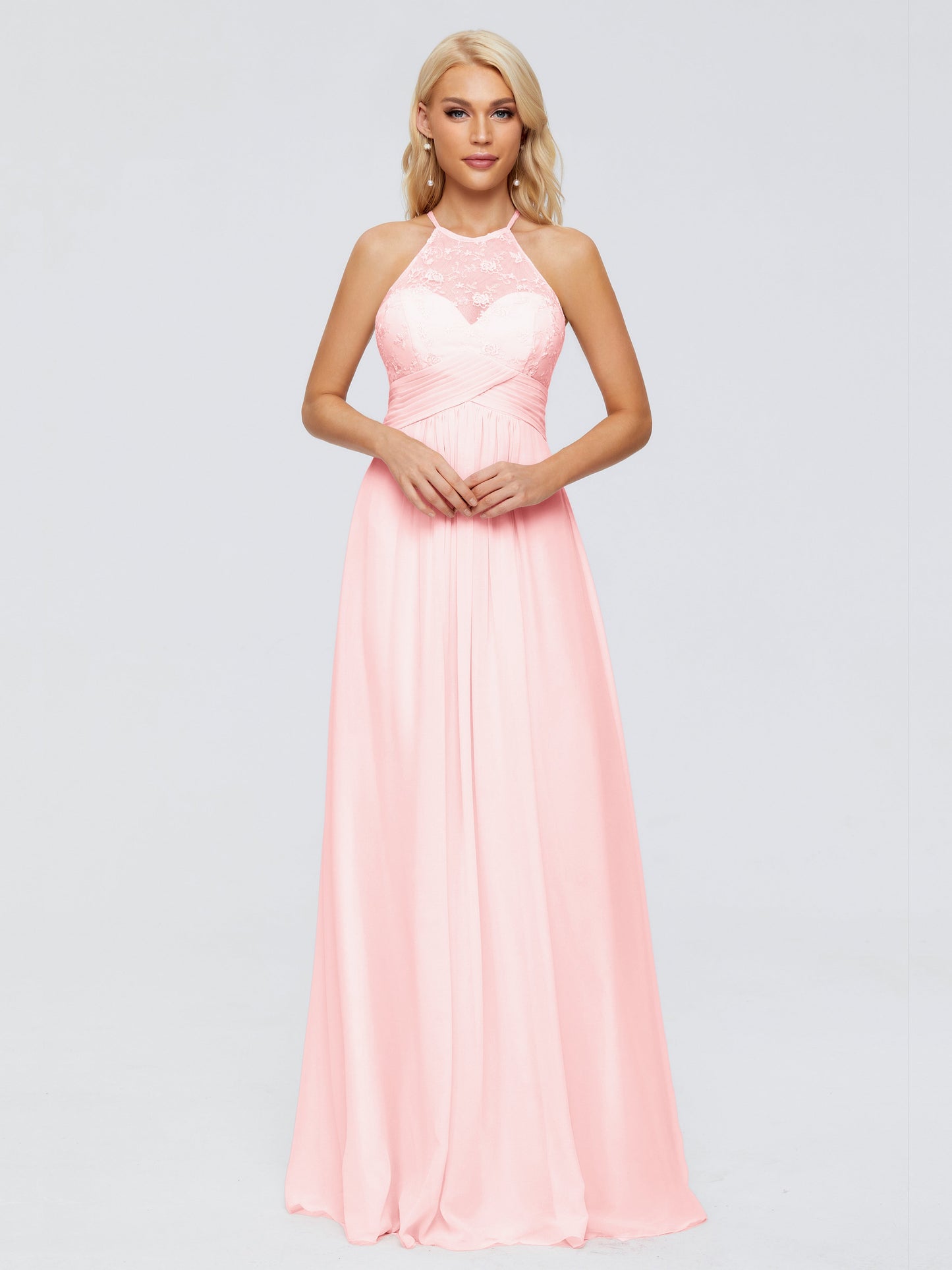 Isabel Halter Keyhole Chiffon Long Bridesmaid Dresses