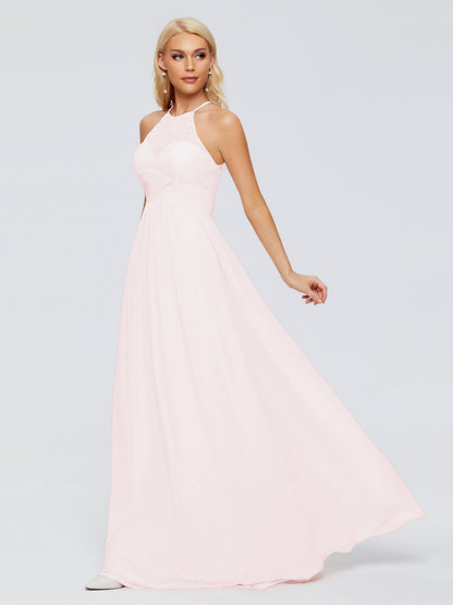 Isabel Halter Keyhole Chiffon Long Bridesmaid Dresses