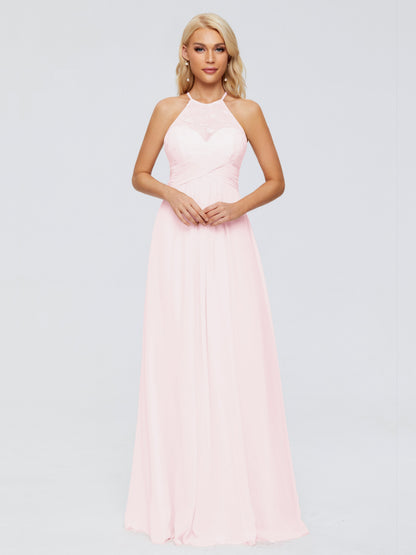 Isabel Halter Keyhole Chiffon Long Bridesmaid Dresses