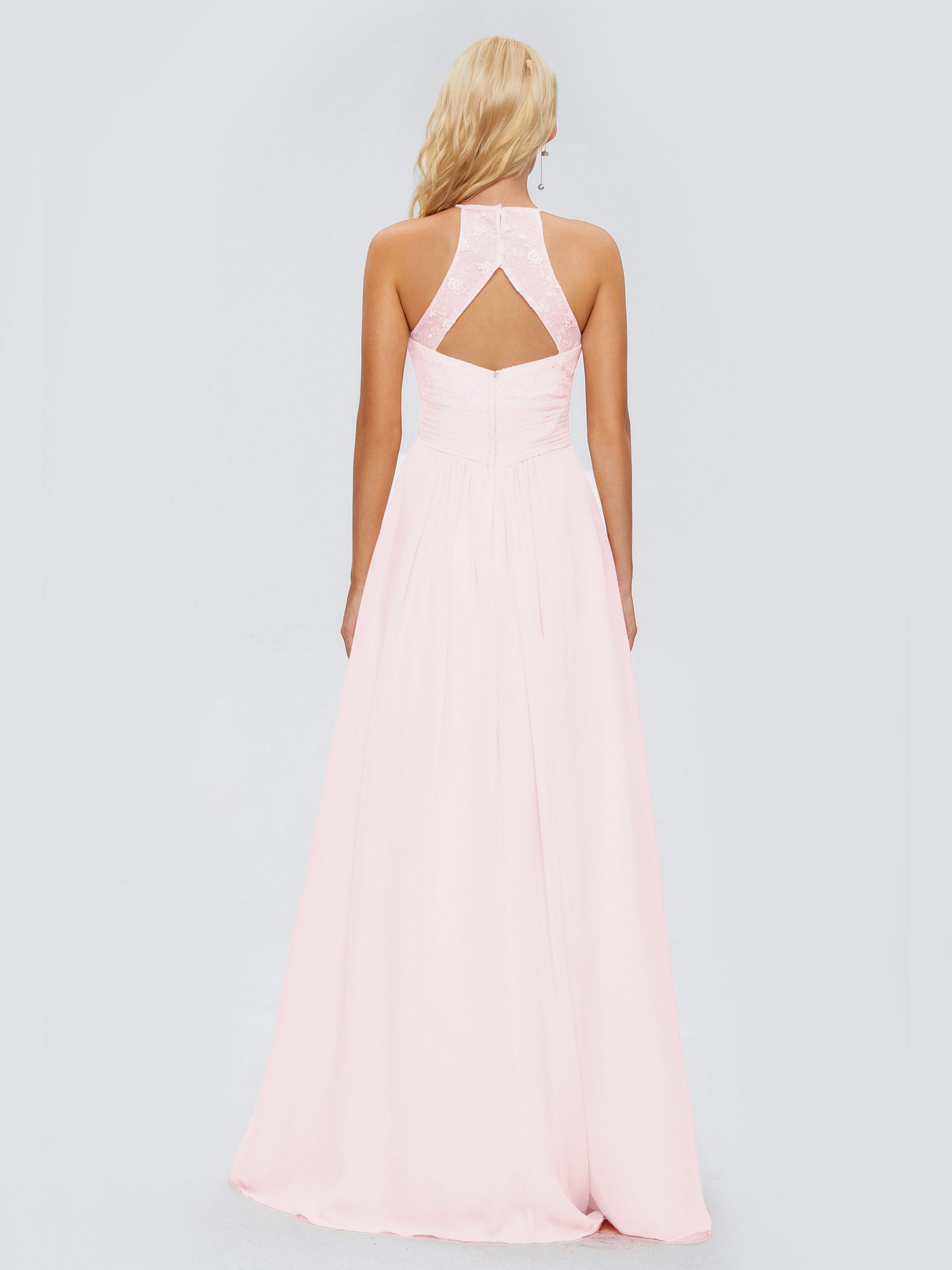 Isabel Halter Keyhole Chiffon Long Bridesmaid Dresses