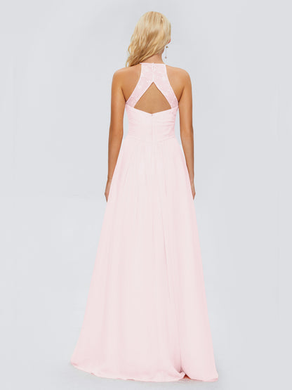 Isabel Halter Keyhole Chiffon Long Bridesmaid Dresses