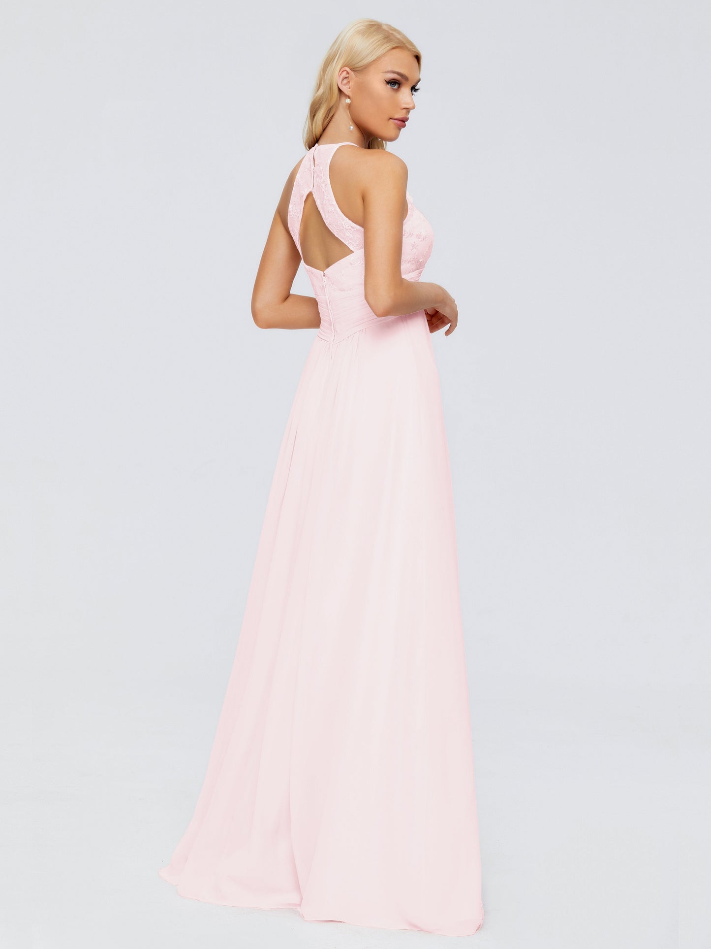 Isabel Halter Keyhole Chiffon Long Bridesmaid Dresses