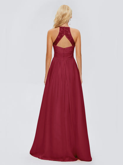 Isabel Halter Keyhole Chiffon Long Bridesmaid Dresses