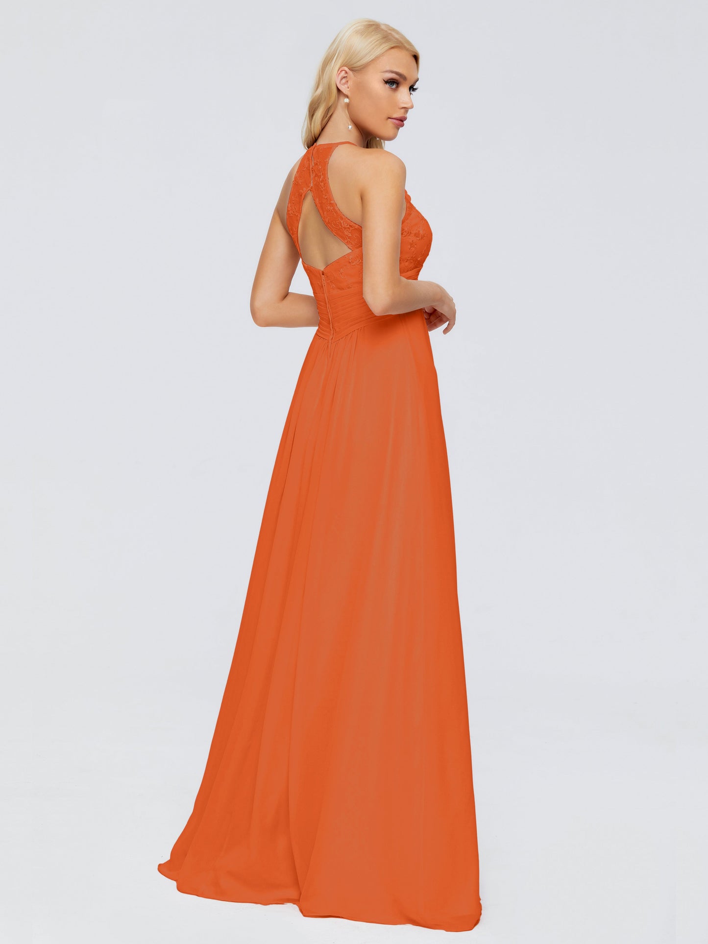 Isabel Halter Keyhole Chiffon Long Bridesmaid Dresses
