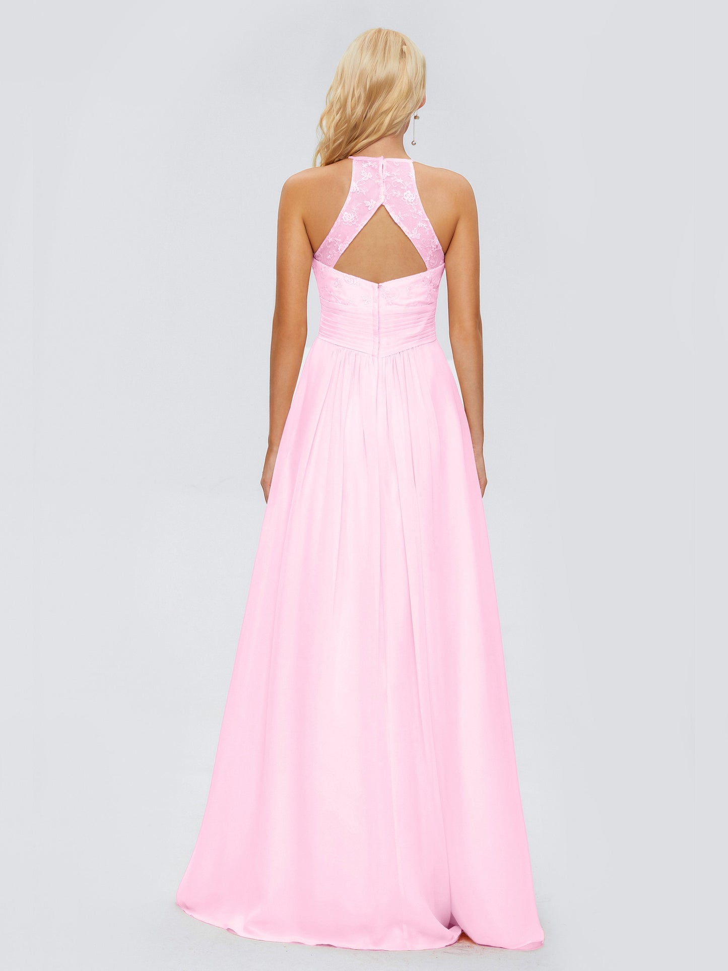Isabel Halter Keyhole Chiffon Long Bridesmaid Dresses