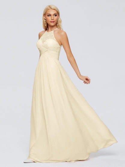 Isabel Halter Keyhole Chiffon Long Bridesmaid Dresses