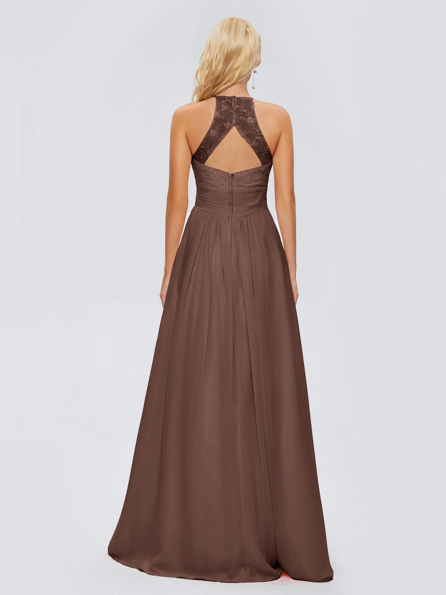 Isabel Halter Keyhole Chiffon Long Bridesmaid Dresses
