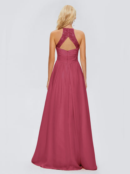 Isabel Halter Keyhole Chiffon Long Bridesmaid Dresses