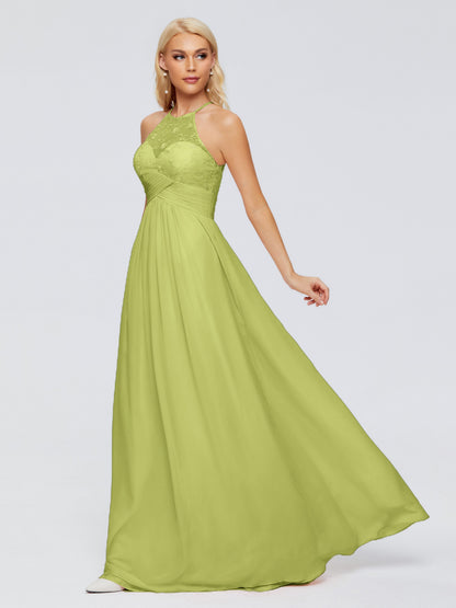 Isabel Halter Keyhole Chiffon Long Bridesmaid Dresses