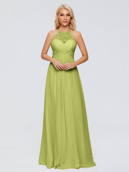 Isabel Halter Keyhole Chiffon Long Bridesmaid Dresses