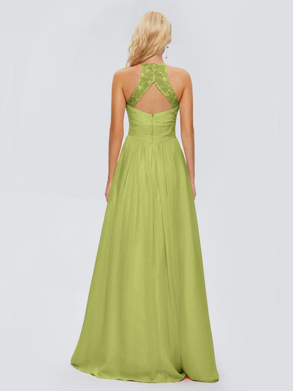 Isabel Halter Keyhole Chiffon Long Bridesmaid Dresses