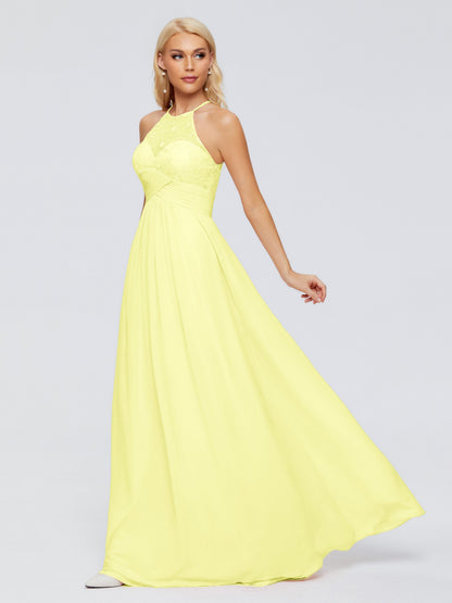 Isabel Halter Keyhole Chiffon Long Bridesmaid Dresses