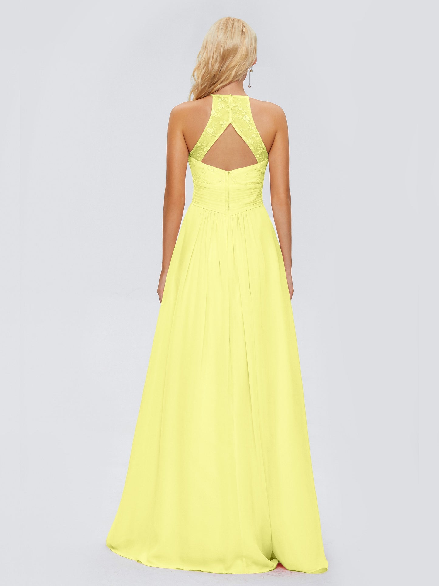 Isabel Halter Keyhole Chiffon Long Bridesmaid Dresses