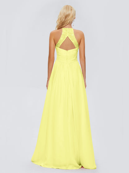 Isabel Halter Keyhole Chiffon Long Bridesmaid Dresses