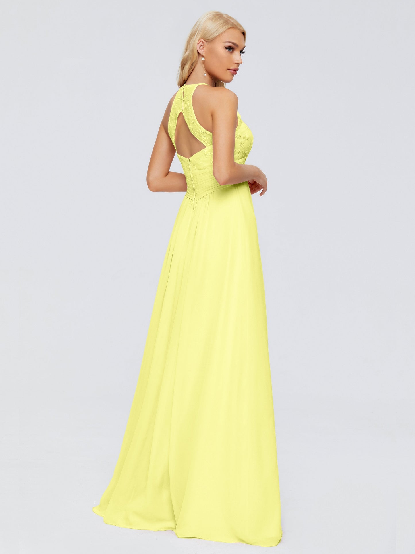 Isabel Halter Keyhole Chiffon Long Bridesmaid Dresses