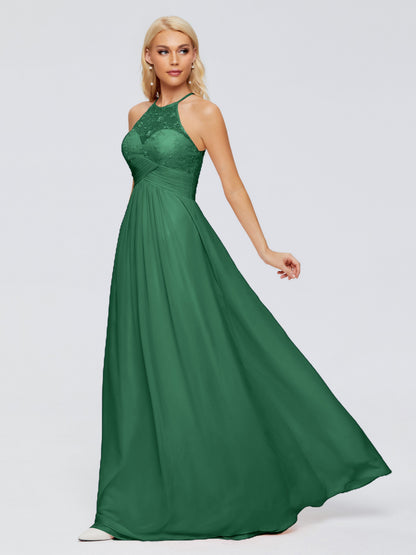 Isabel Halter Keyhole Chiffon Long Bridesmaid Dresses