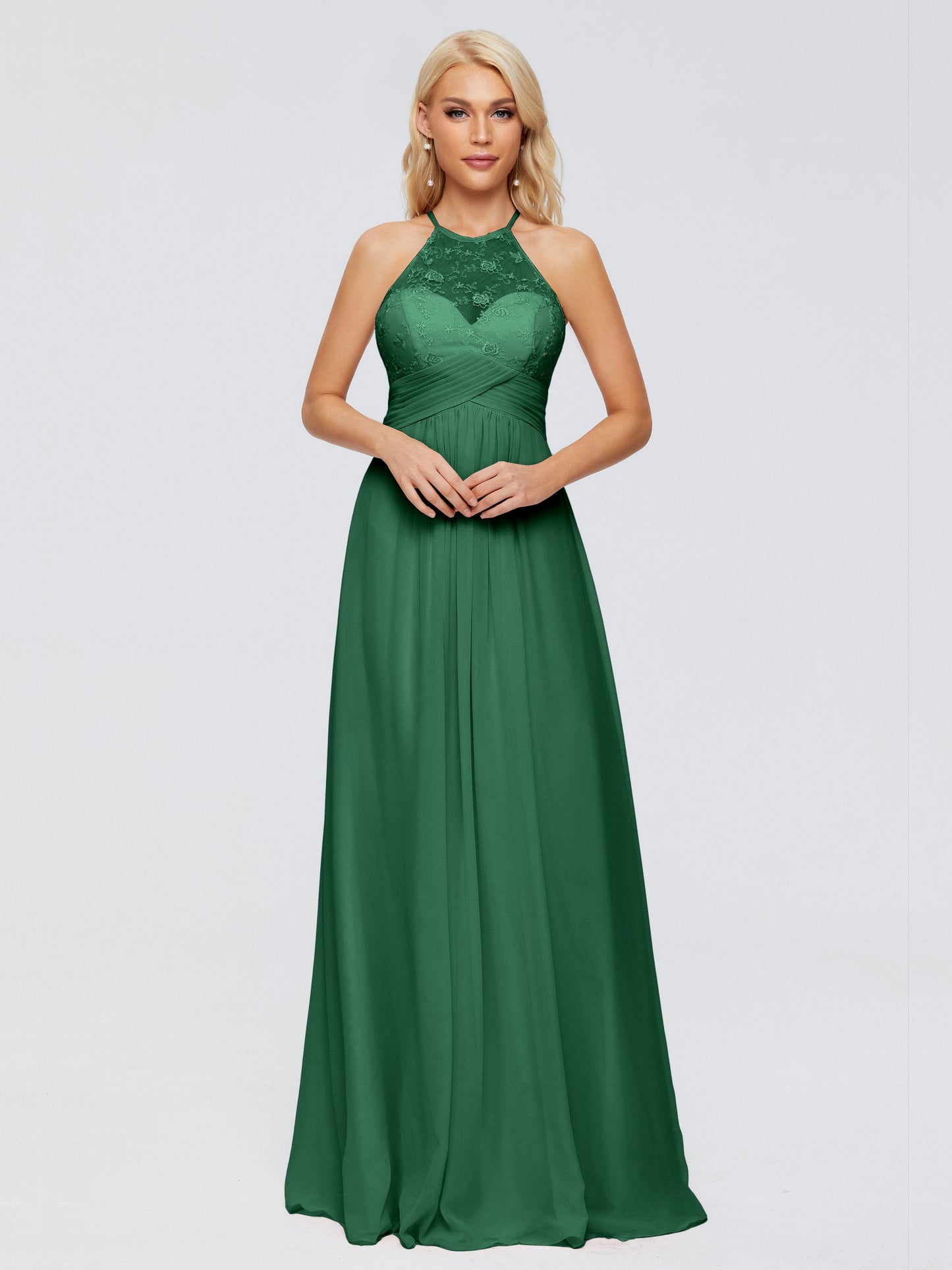 Isabel Halter Keyhole Chiffon Long Bridesmaid Dresses