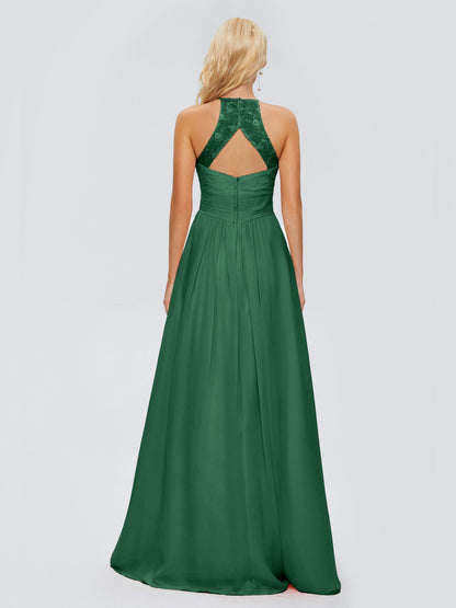 Isabel Halter Keyhole Chiffon Long Bridesmaid Dresses