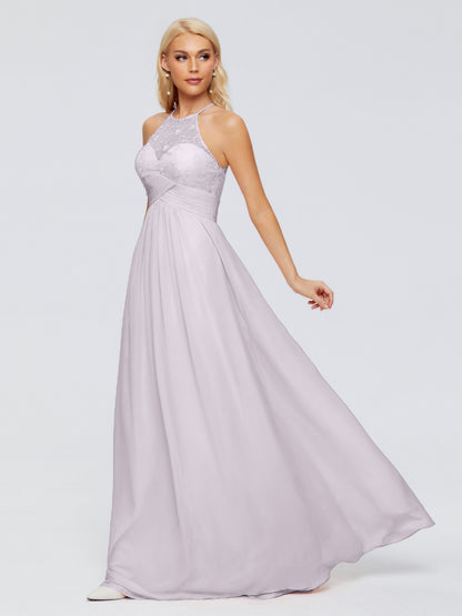 Isabel Halter Keyhole Chiffon Long Bridesmaid Dresses