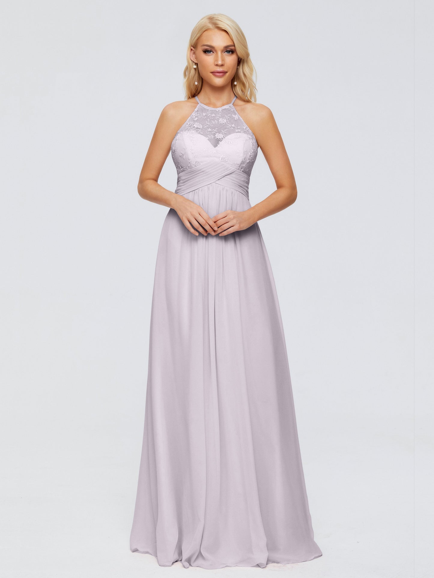 Isabel Halter Keyhole Chiffon Long Bridesmaid Dresses
