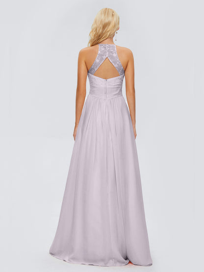 Isabel Halter Keyhole Chiffon Long Bridesmaid Dresses
