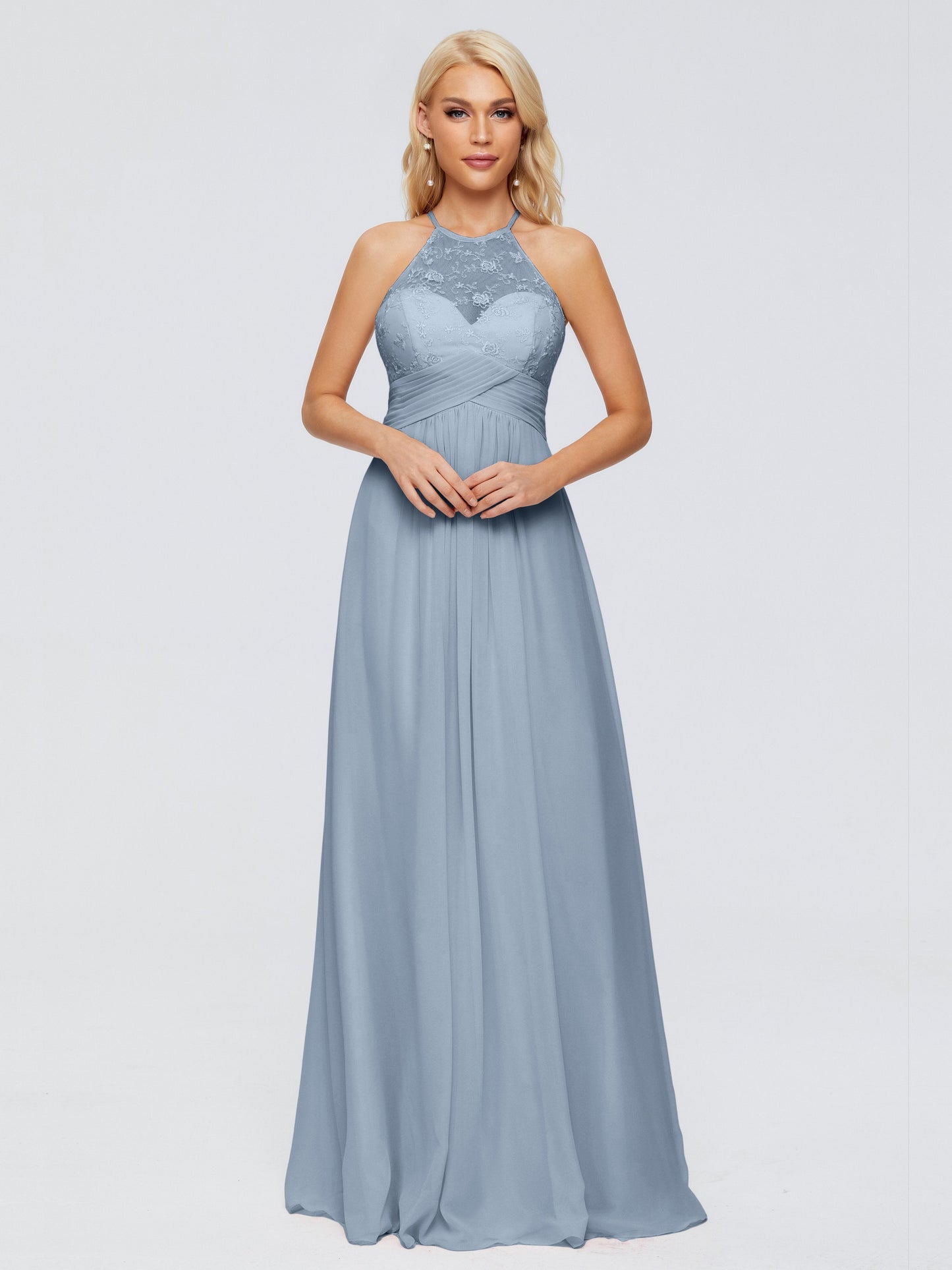 Isabel Halter Keyhole Chiffon Long Bridesmaid Dresses